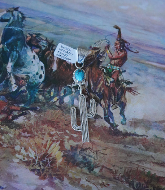 Turquoise Cactus Pendant