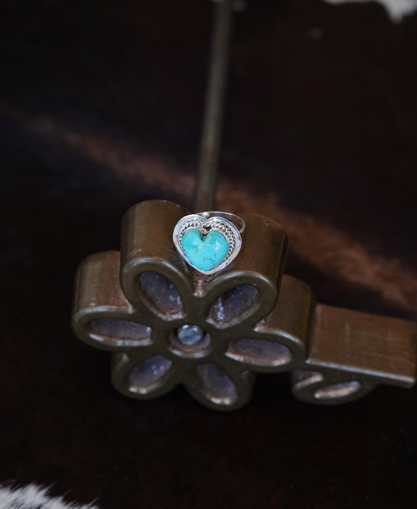 Turquoise Heart Rings - Adj