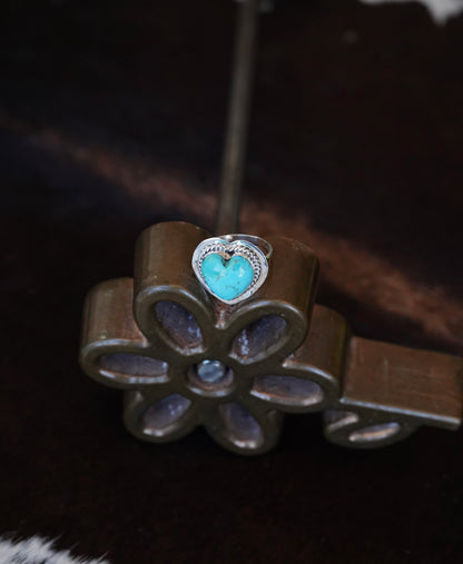 Turquoise Heart Rings - Adj