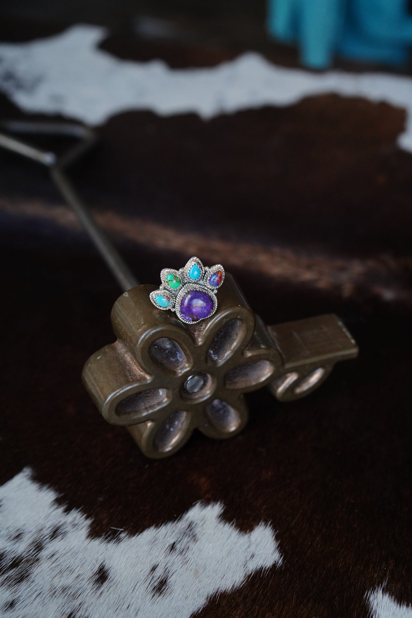 Multistone Paw Print Ring - Sz 7