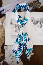 Load image into Gallery viewer, Teal, Blue, and White Aztec Rag