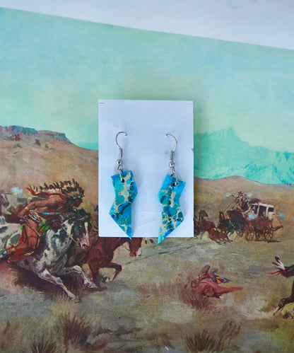 Turquoise Slab Fish Hook Earrings