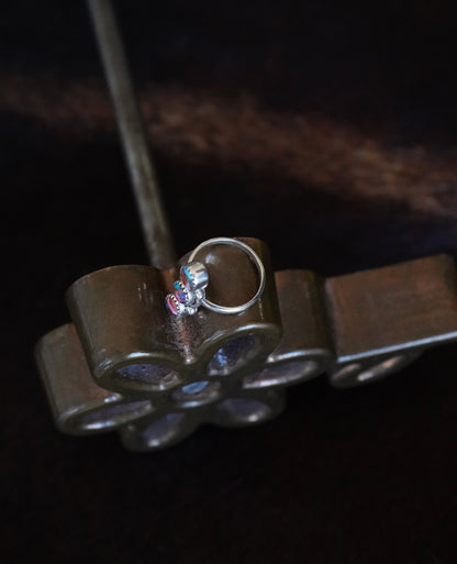 3 Stone Pink Dahlia Ring - Sz 9