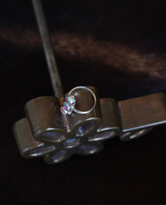 3 Stone Pink Dahlia Ring - Sz 9