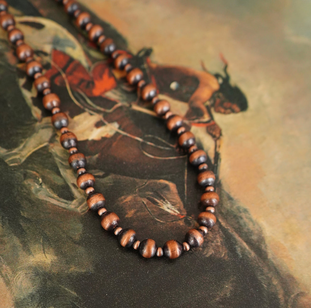 4mm & 8mm Copper Pearl Necklace - 16”