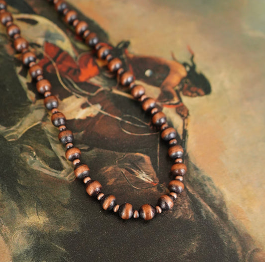 4mm & 8mm Copper Pearl Necklace - 16”
