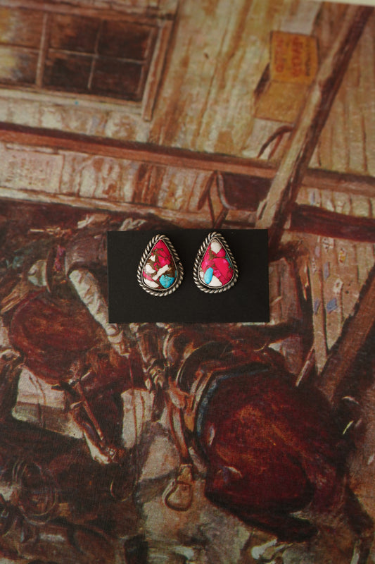 Cotton Candy Teardrop Stud Earrings