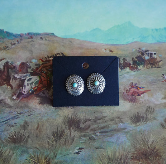 Vintage Turquoise Concho Stud Earrings
