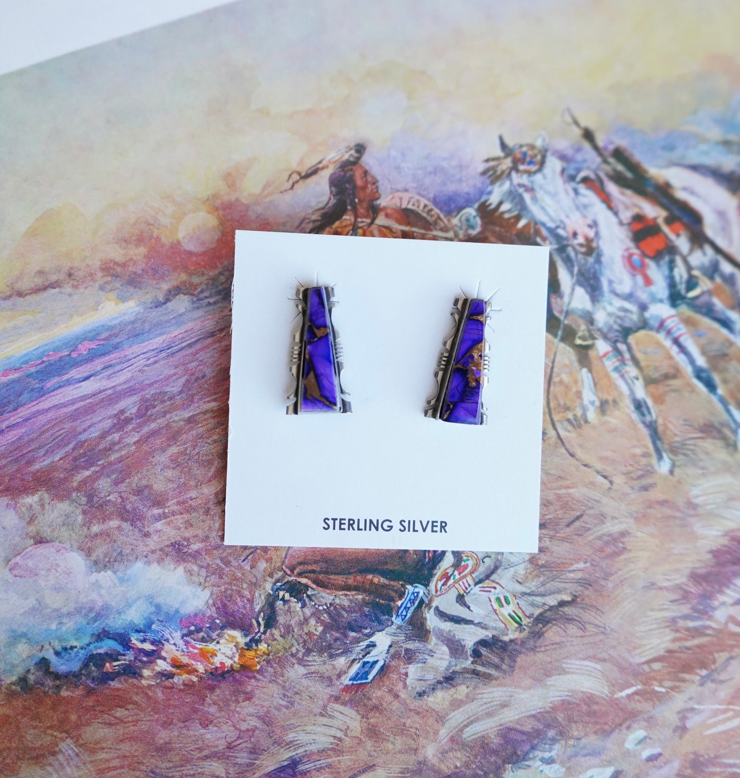 Steve Francisco Turquoise Bar Stud Earrings