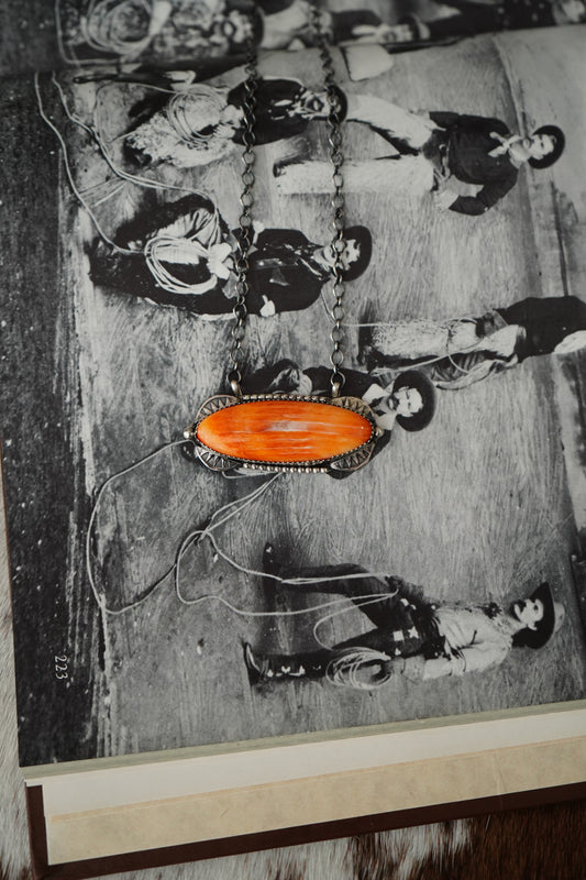Tia Long Orange Spiny Necklace
