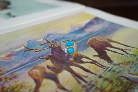 Blue Kingman Two Stone Ring - Size 9.75