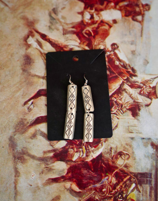 Vintage Stamped Fish Hook Earrings