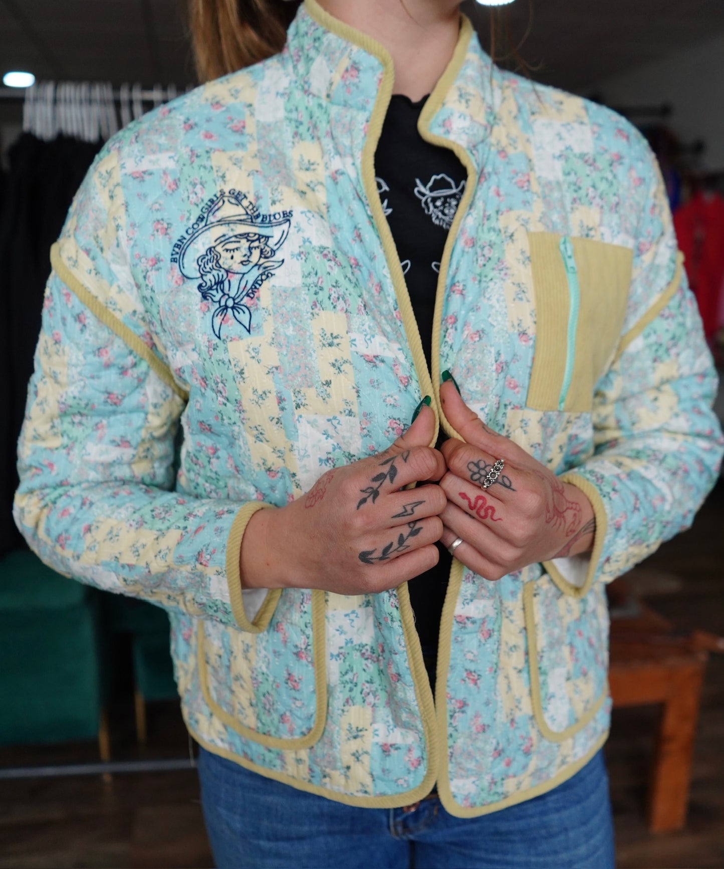 Lemon Mint Cowgirls Cry Quilt Jacket