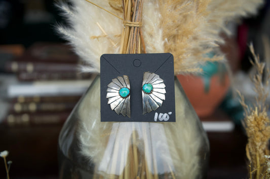 Vintage Silver Post Earrings w/ Turquoise