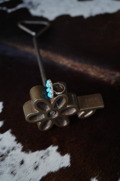 Blue Turquoise Flower Ring - Sz 7