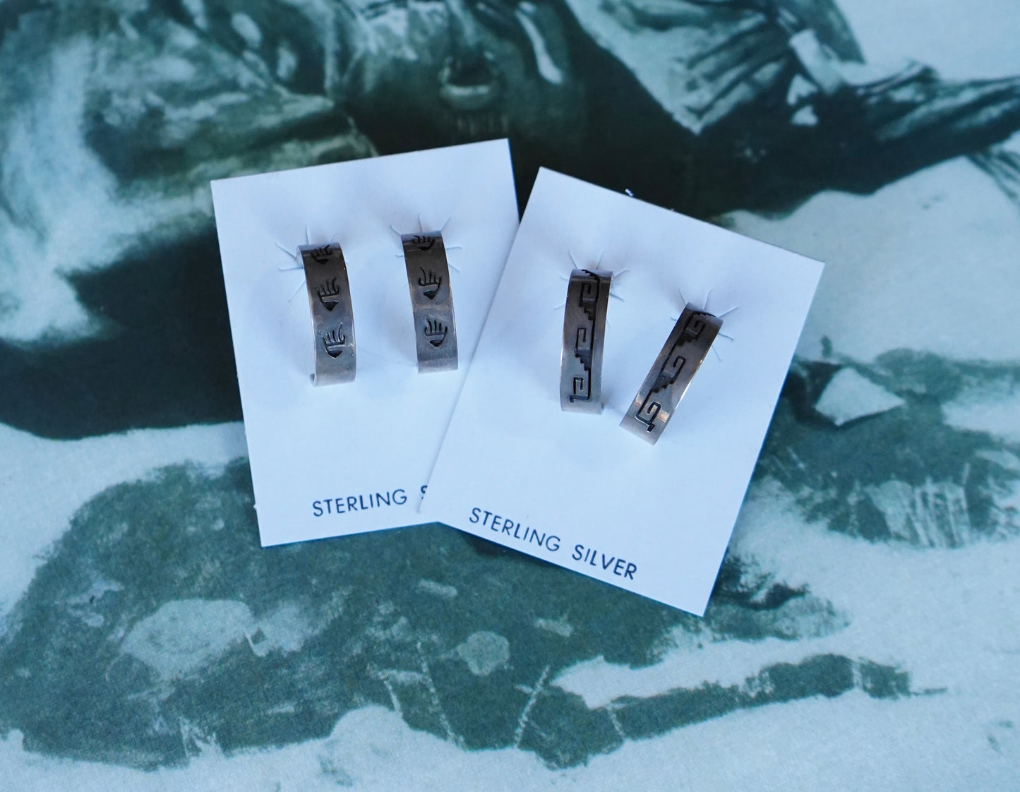 Dave Skeets Skinny Stamped Half Hoop Stud Earrings