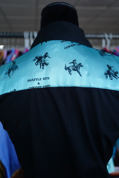 M - Cowboy $h!t on Black Cotton Button Down