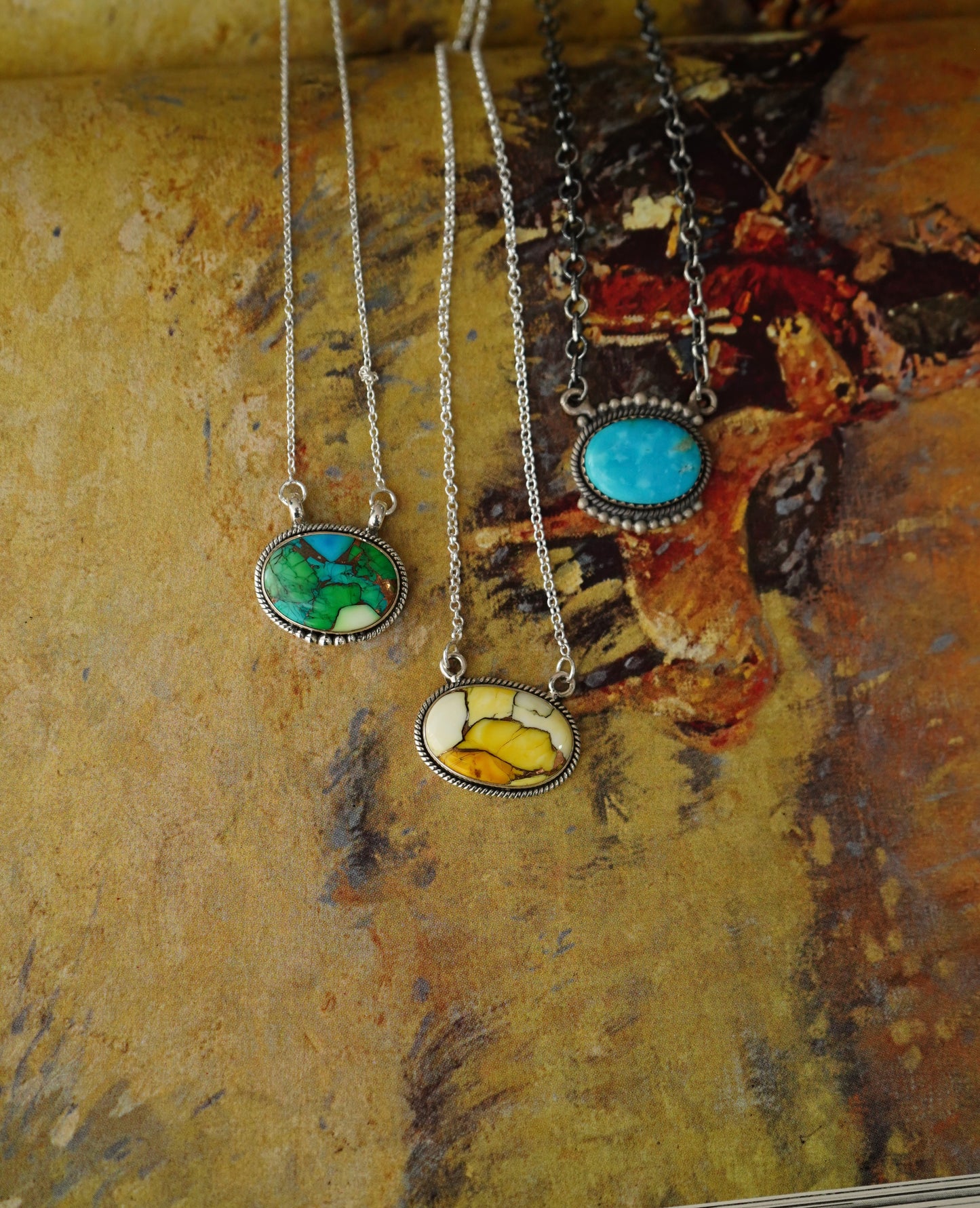Turquoise Round Bar Necklaces