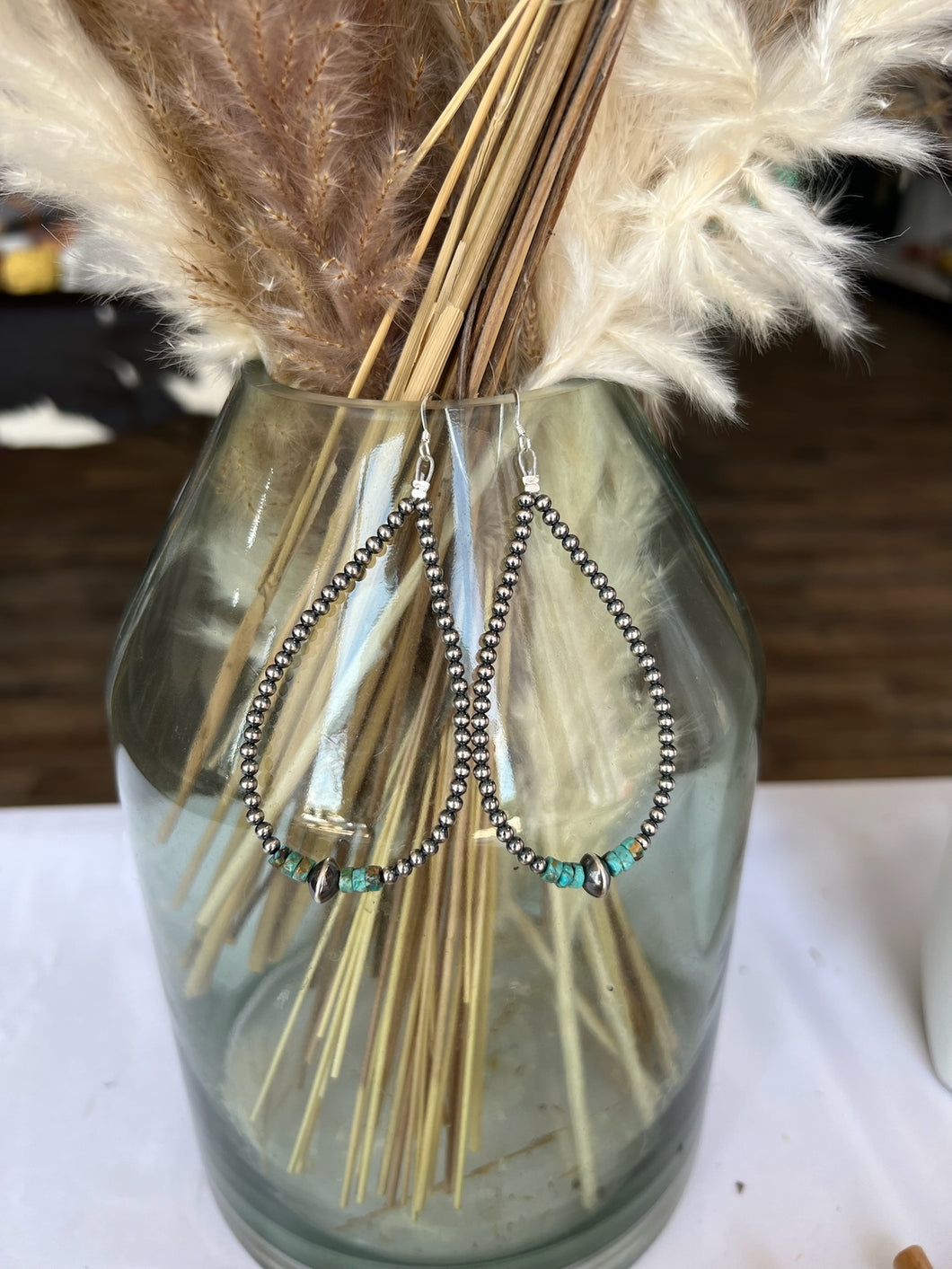 3 mm Navajo Pearl Turquoise Hoops