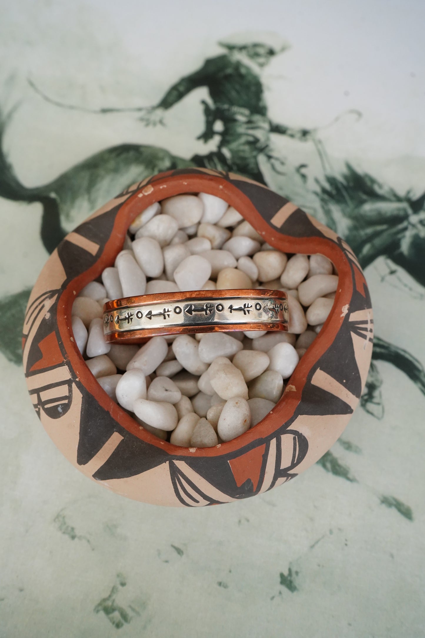 Rocky Little Copper & Silver Stamped Cuffs