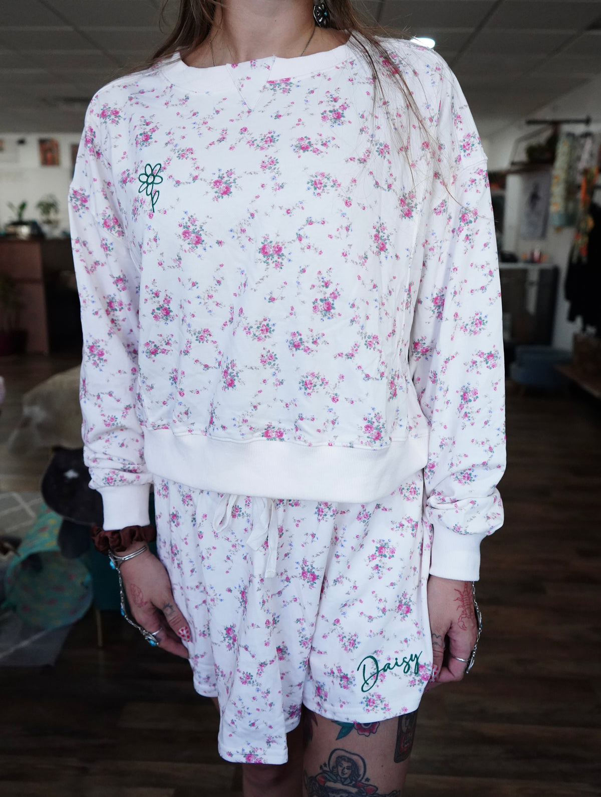 Daisy Branded Pink Floral Skort Set
