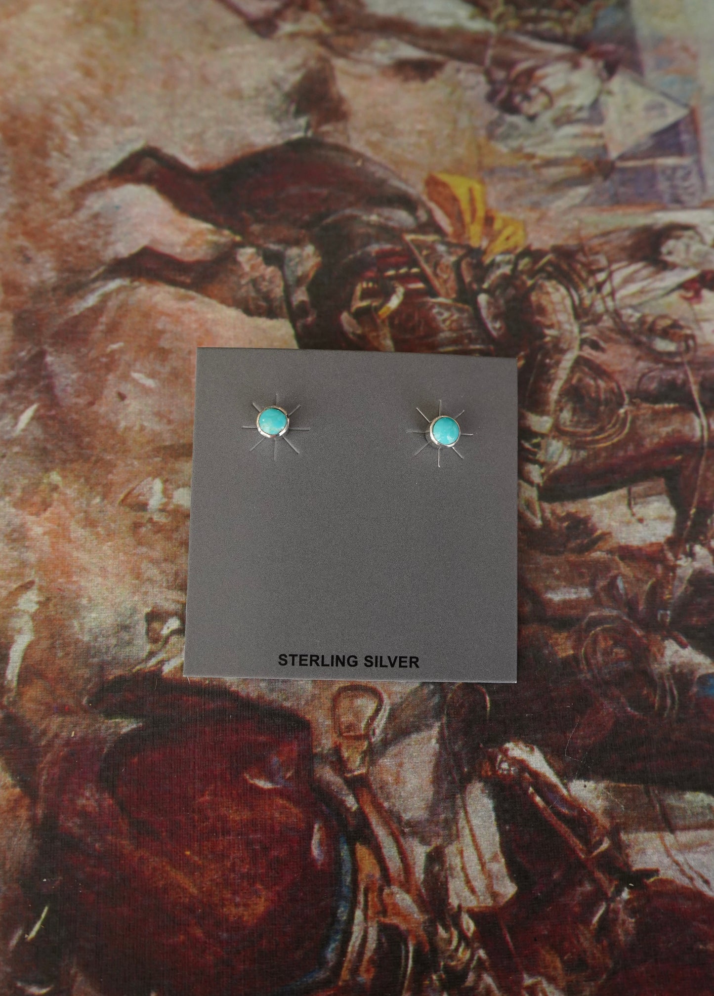 Sheryl Martinez Round Turquoise Stud Earrings