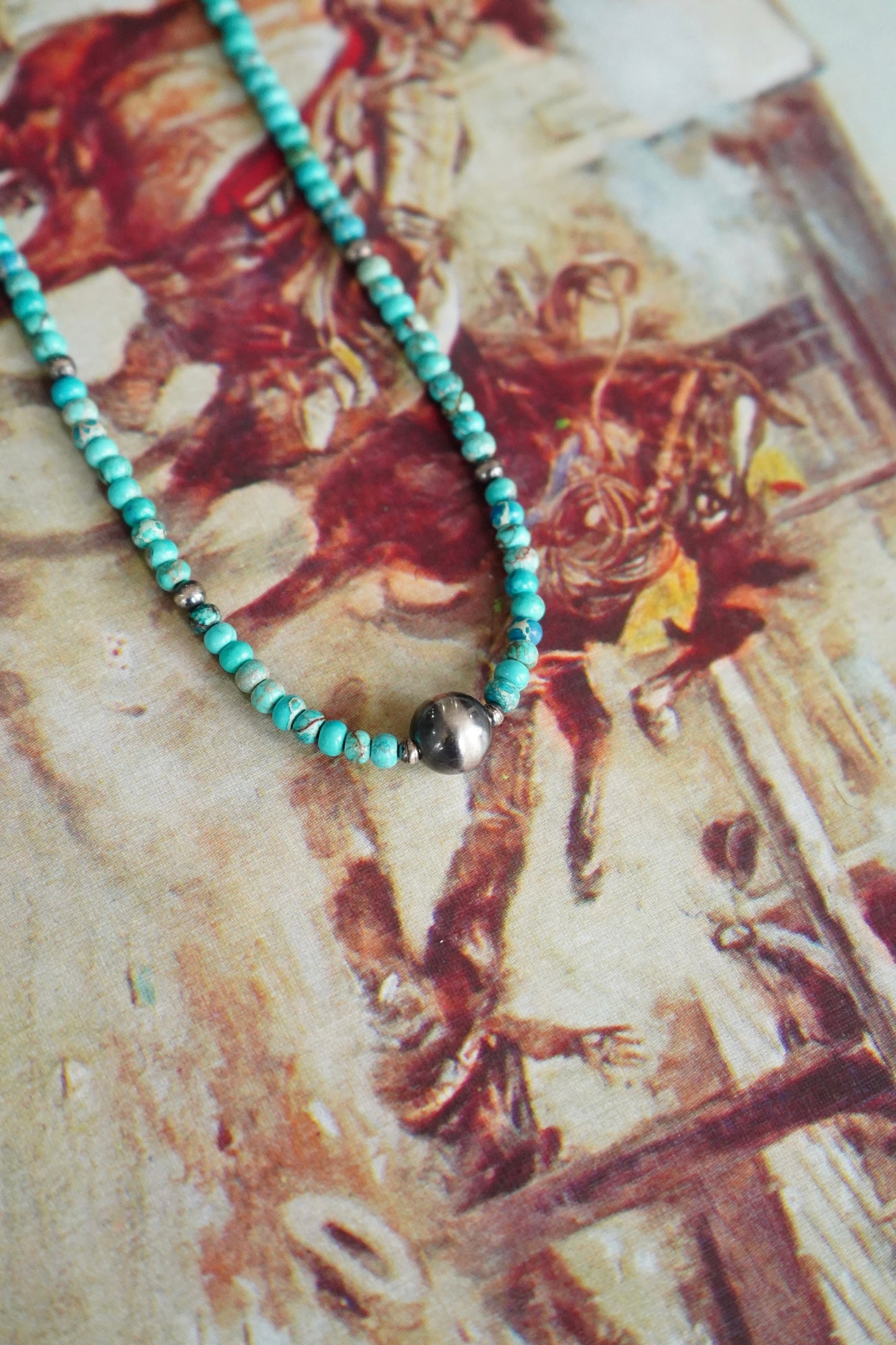 Turquoise Beads w/ Pearl Necklace