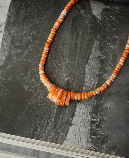 Orange Spiny Beaded Necklace