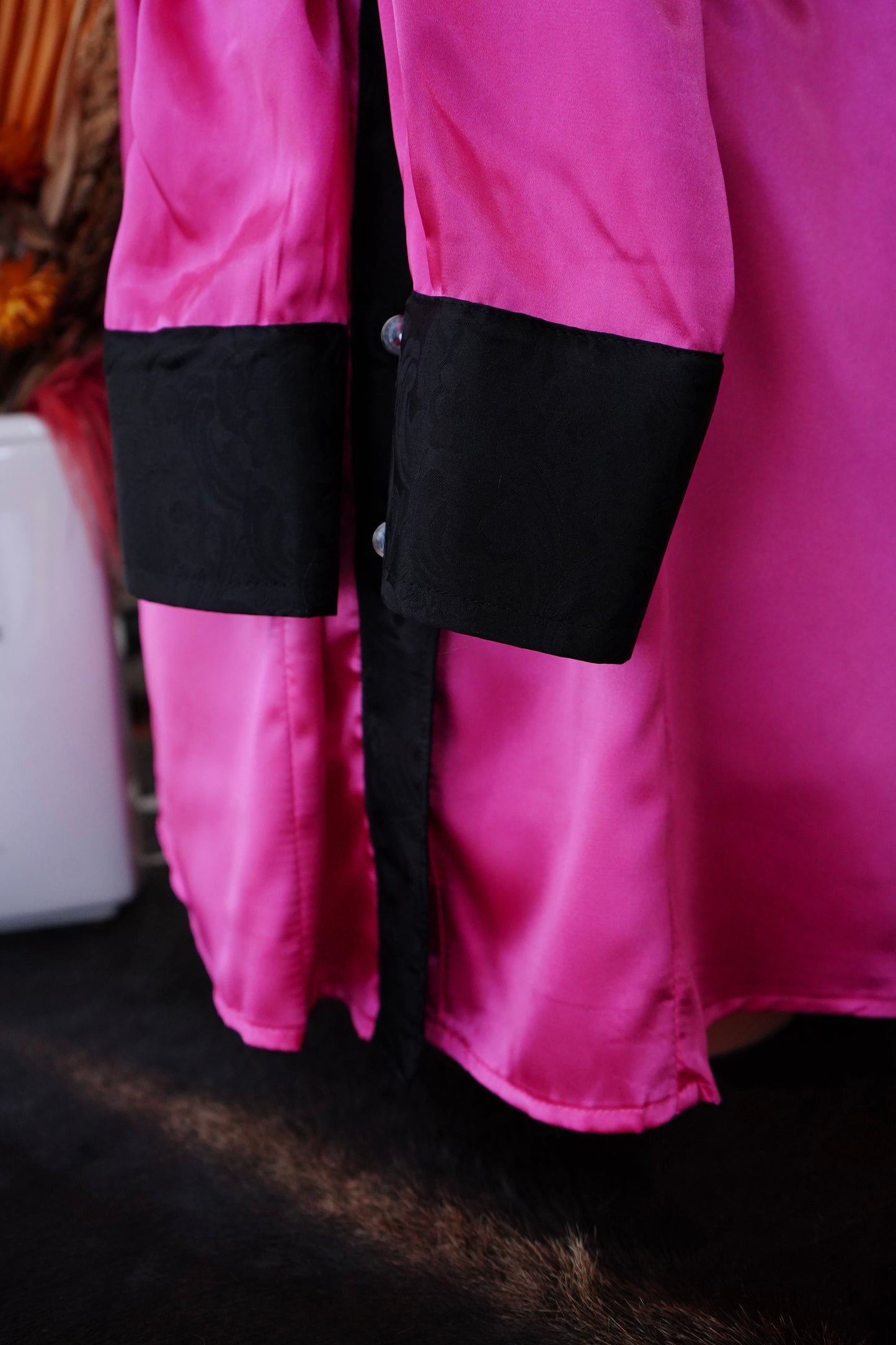 3XL - Hot Pink w/ Black Silk Jacquard