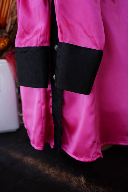 3XL - Hot Pink w/ Black Silk Jacquard