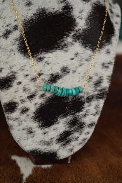 Red Skin Turquoise 14K Gold Plated Necklace
