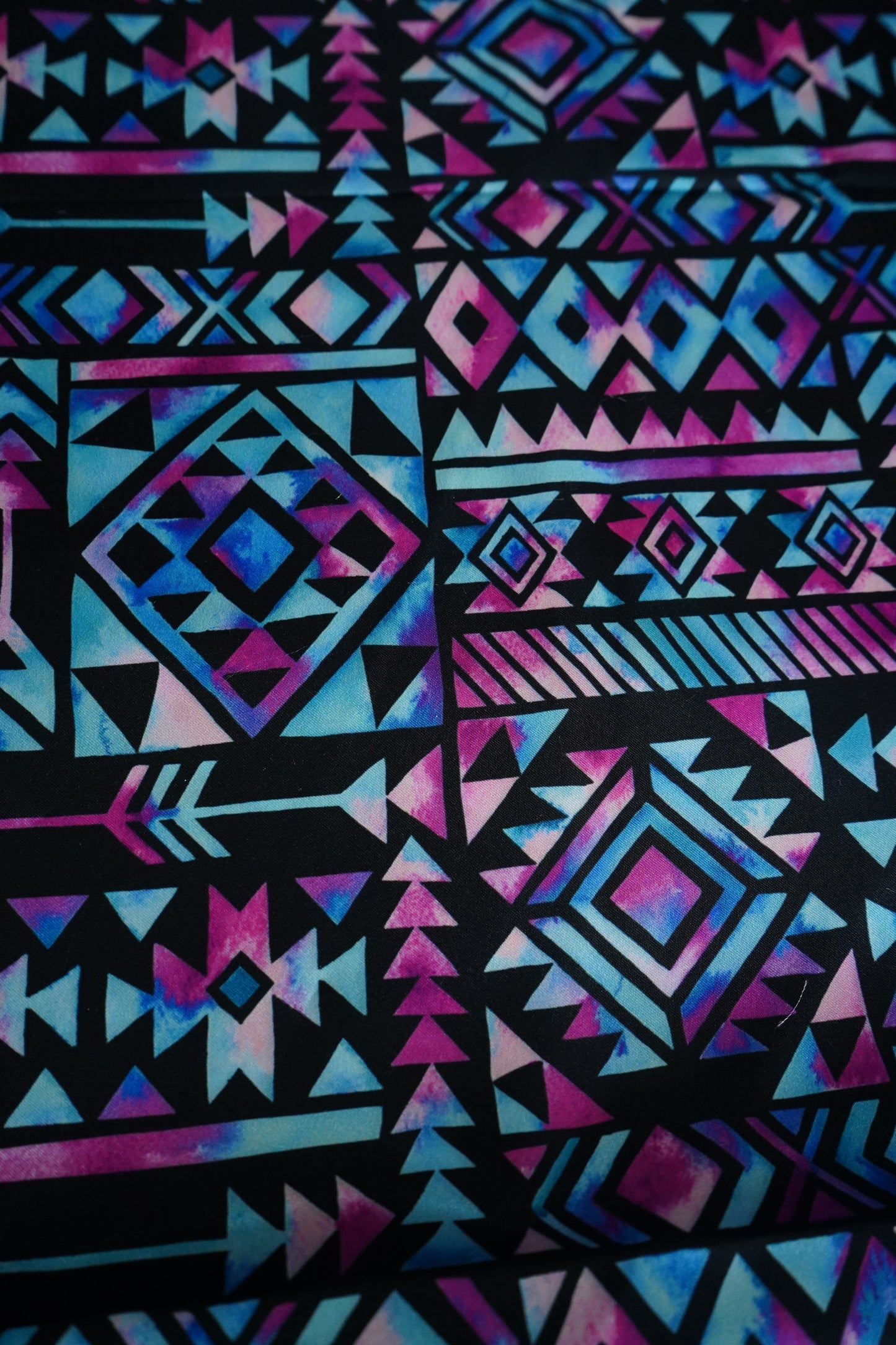 Blue & Pink Watercolor Aztec Wild Rag