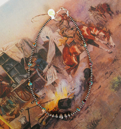 Graduated Sterling Silver Pearls w/ Dahlia Beads Necklace - 16”