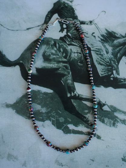 Sterling Silver Pearls w/ Round Dahlia Beads Necklace - 18”