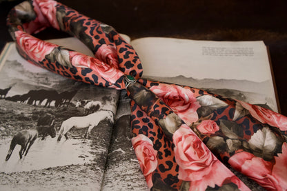 Pink Roses on Cheetah Wild Rag