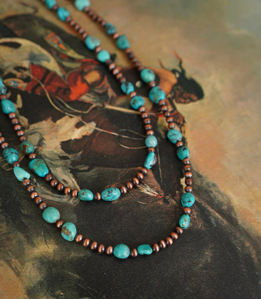 4mm Copper Pearls w/ Turquoise Necklaces