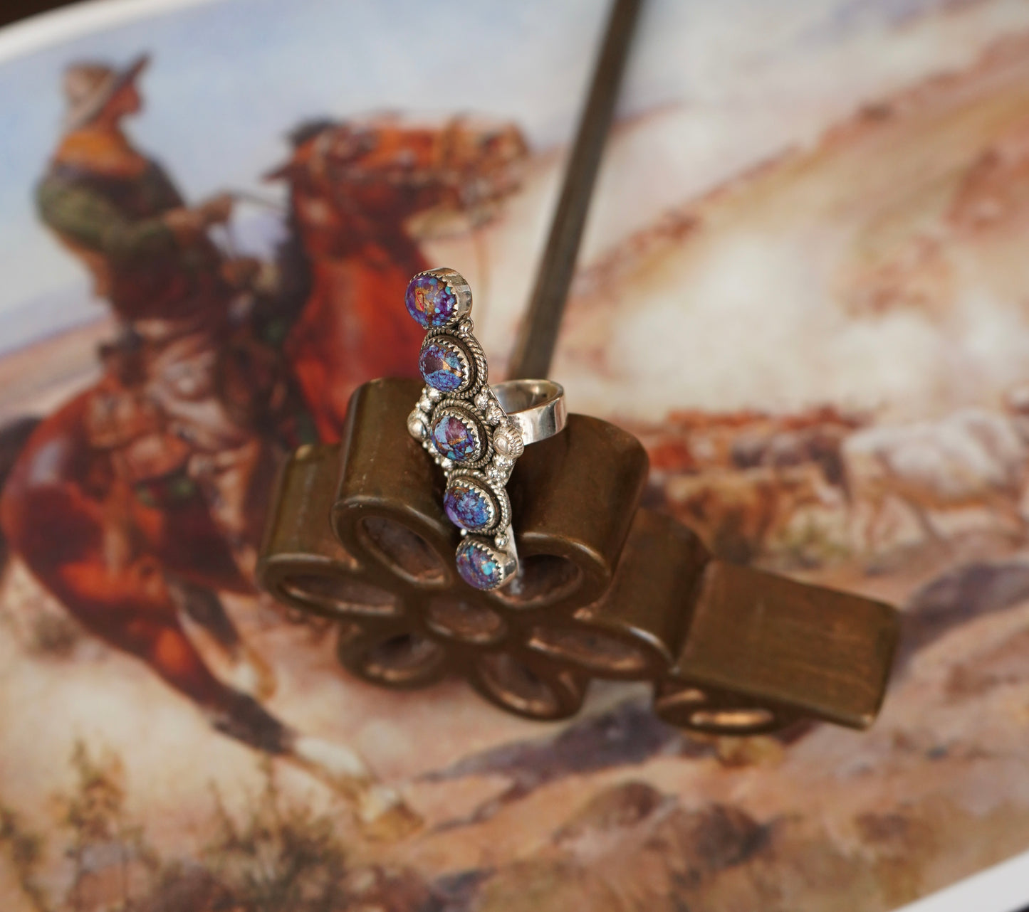 Purple Mojave 5 Stone Statement Ring - Adj