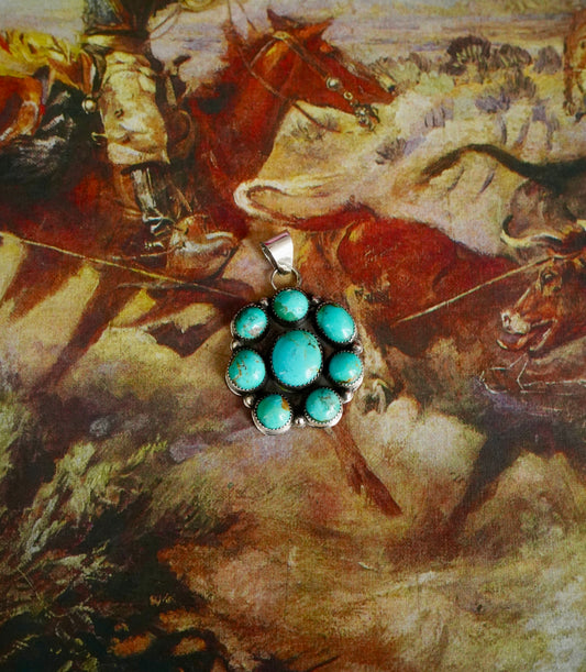 Joan Begay Royston Turquoise Cluster Pendant