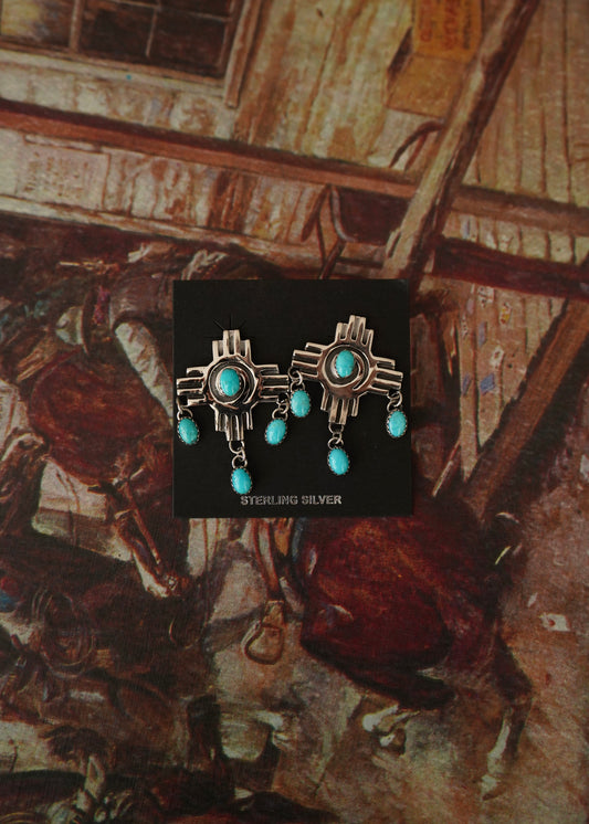 Gregg Yazzie Turquoise & Sterling Silver Stud Earrings