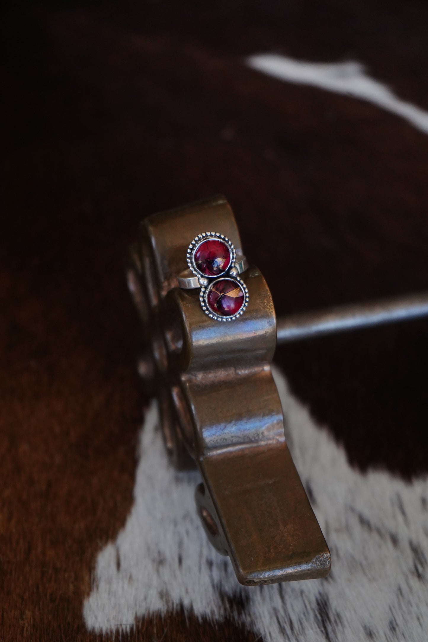 2 Stone Rose Dahlia Ring - Sz 9