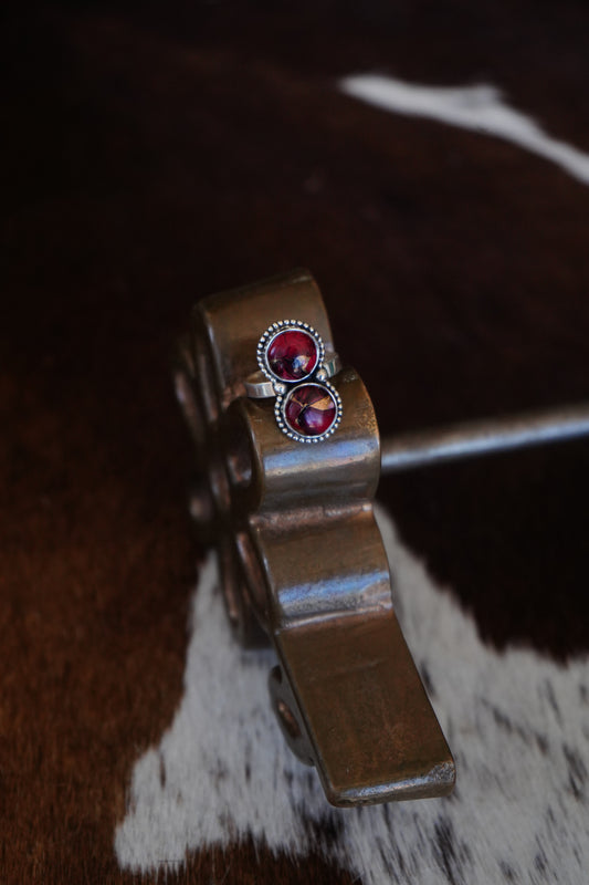 2 Stone Rose Dahlia Ring - Sz 9