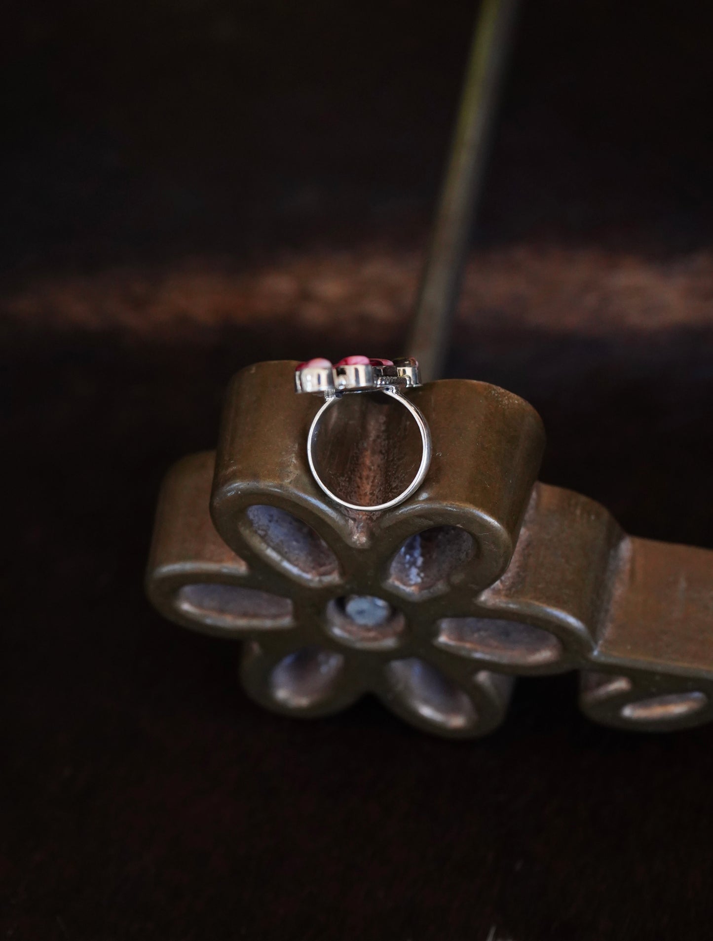 7 Stone Rose Dahlia Cluster Ring - Sz 9