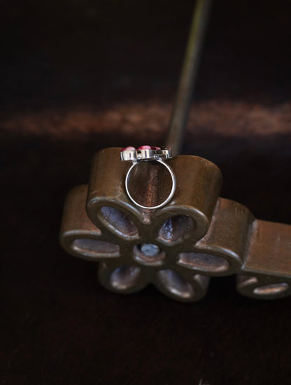 7 Stone Rose Dahlia Cluster Ring - Sz 9