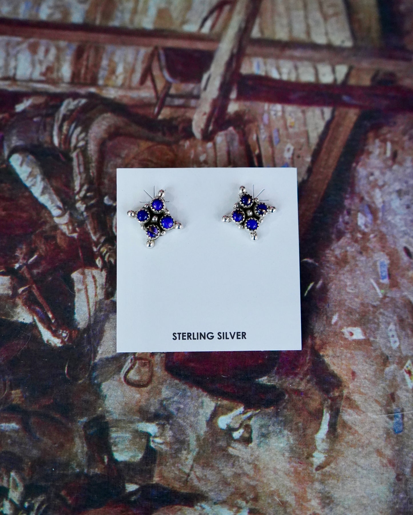 4 Stone Square Cluster Stud