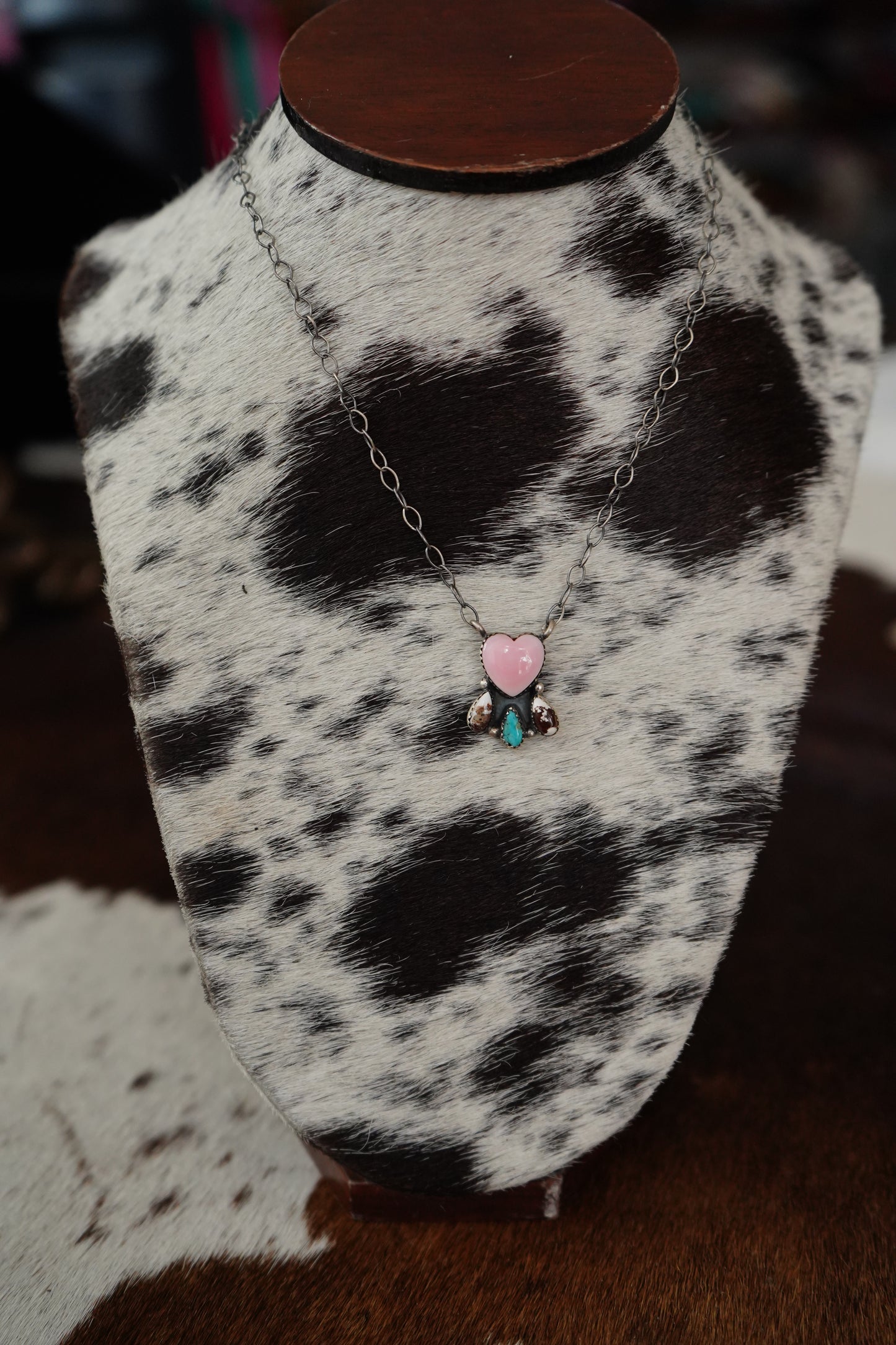 Multi Stone Heart Cluster Necklace