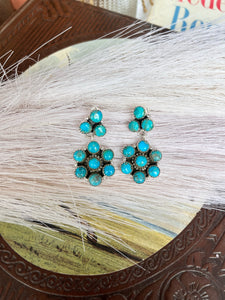 Turquoise Dangly Cluster Post Earrings