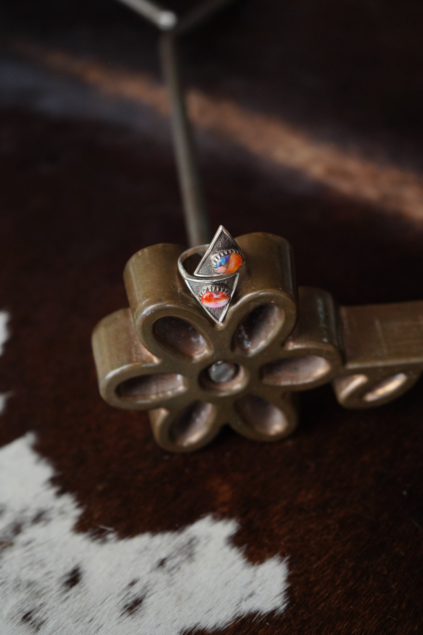 2 Stone Pink Dahlia Wrap Ring - Adj