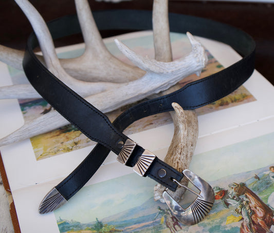 Navajo Made Uncle Sam Sterling Silver Belt - 41”