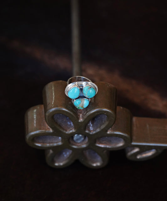 3 Stone Turquoise Cluster Ring - Adj