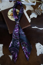 Load image into Gallery viewer, Black &amp; Purple Floral Paisley Double Sided Wild Rag